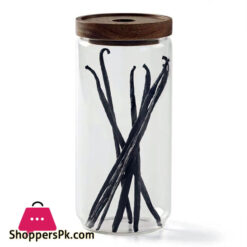 Homes Glass Food Storage Jar With Wood Lids Glass Canister Food Storage Jar 90x200mm – 1-Pc