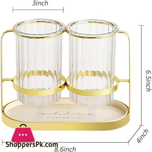 Kitchen Utensil Caddy Plastic Draining Chopstick Spoon Cage Silverware Caddy for Party Utensil Holder Countertop Gold & White