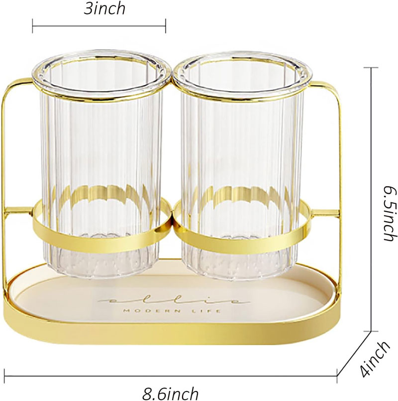 Kitchen Utensil Caddy Plastic Draining Chopstick Spoon Cage Silverware Caddy For Party Utensil Holder Countertop Gold &Amp; White