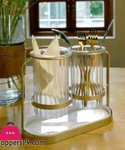 Kitchen Utensil Caddy Plastic Draining Chopstick Spoon Cage Silverware Caddy for Party Utensil Holder Countertop Gold & White