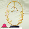 Leaf Metal Ornament With Crystal Ball Oval Design For Table Decor 1-Pc