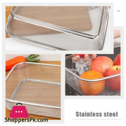 Mesh Tray Fruit Sink Colander Stainless Steel Drain Basket Filter Screen 31 X 12 X 5Cm
