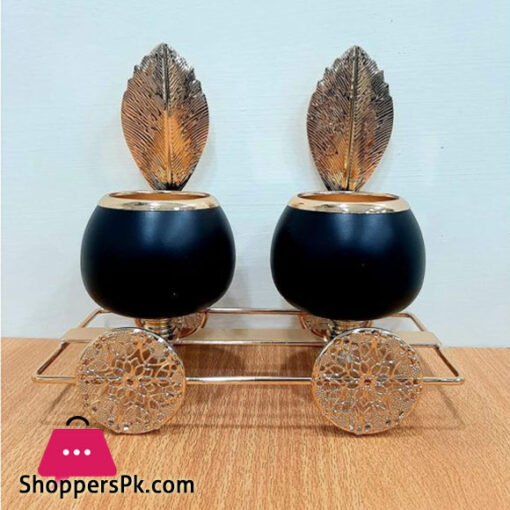 Metallic Vintage Candle Holders With Golden FeathersDisplay for Home Wedding Party Candlelight Dinner Decoration
