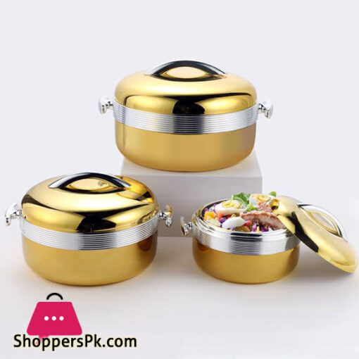New Design Luxury Silver Insulated Casserole Hot Food Warmer Kitchen Lunch Box Hotpot
