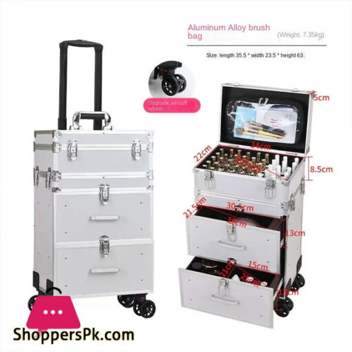 New Professional Cosmetic Case Box Rolling Luggage Bag Makeup Case on Wheels Multi-Function Beauty Trolley Suitcase