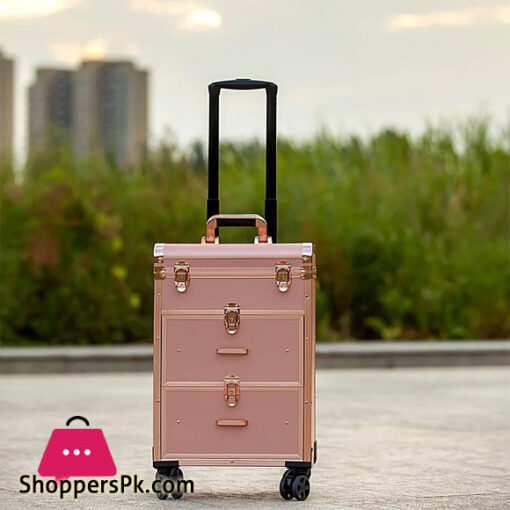 New Professional Cosmetic Case Box Rolling Luggage Bag Makeup Case on Wheels Multi-Function Beauty Trolley Suitcase