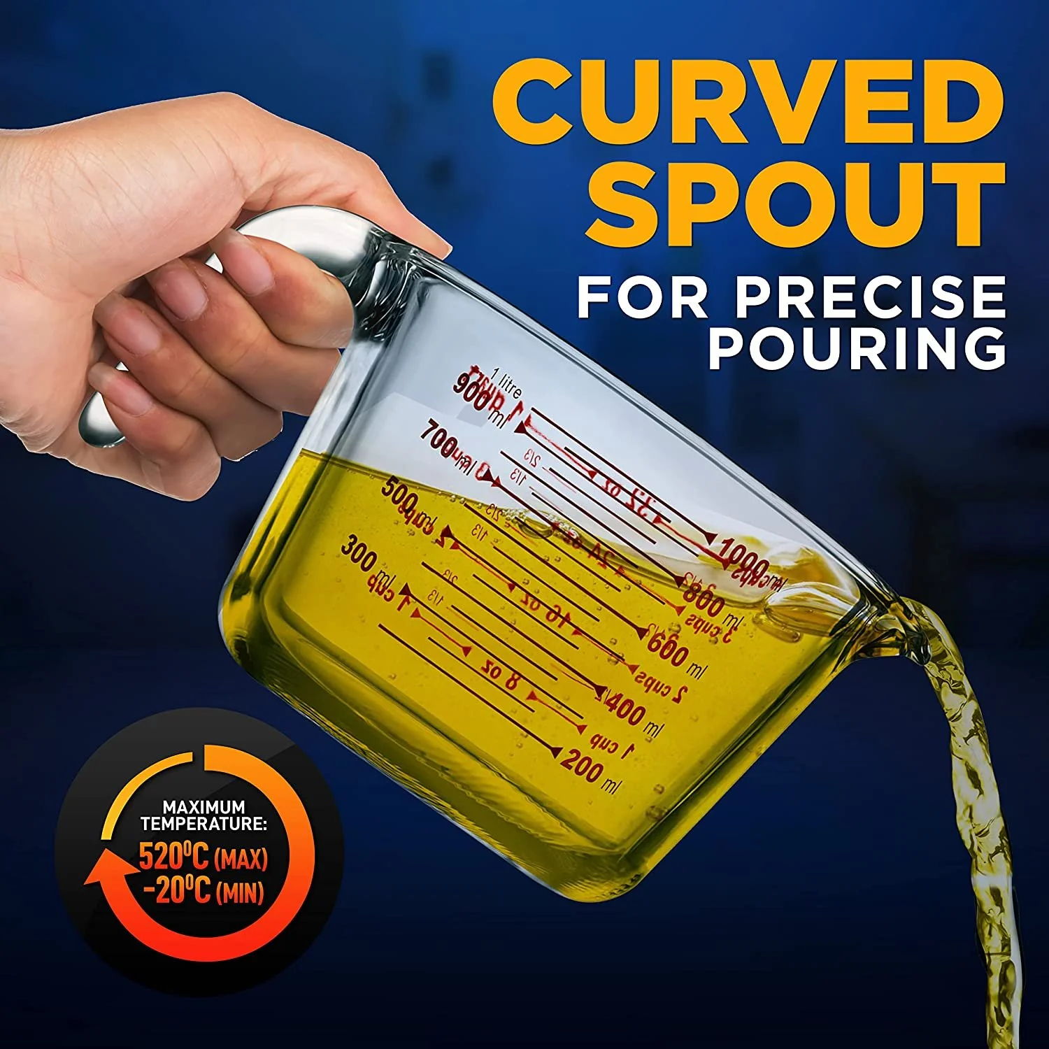 Nutrichef Premium Glass Measuring Cup 1000Ml