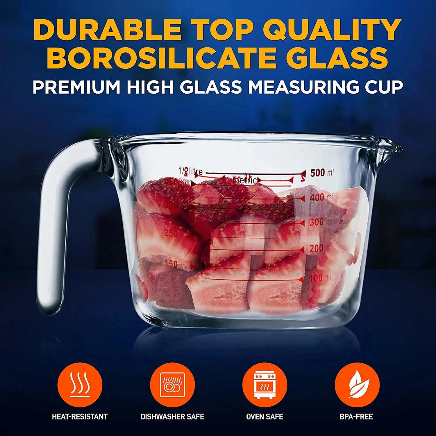 Nutrichef Premium Glass Measuring Cup 250Ml