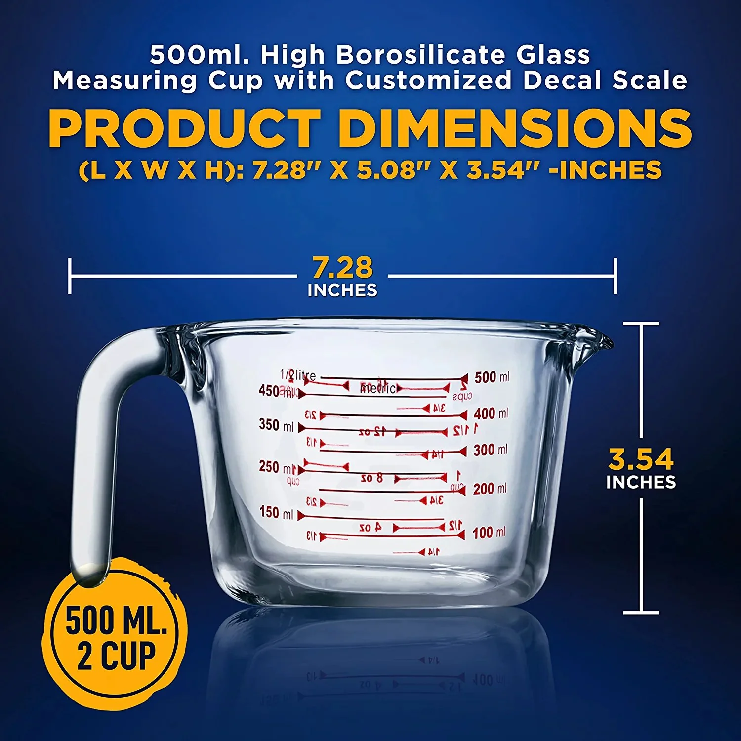 Nutrichef Premium Glass Measuring Cup 500Ml