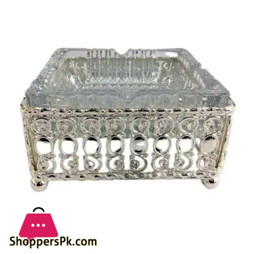 Orchid Silver Plated Square Ash Tray - TA1842