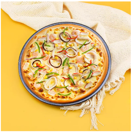 Pizza Plate Pan Marble Snowflake Carbon Steel Non-Stick Round Cake Toast Baking Plate - 8-Inch