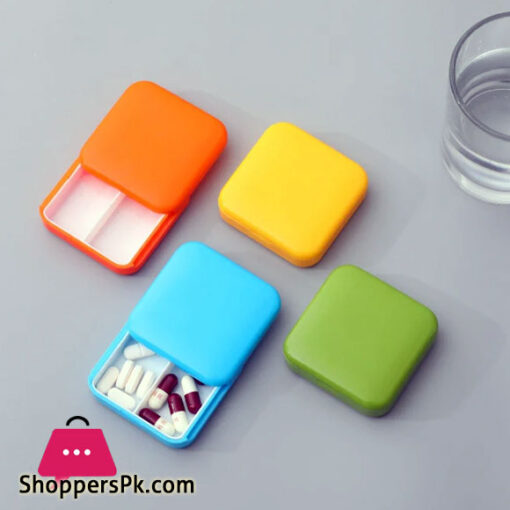 Portable Push-Pull Pill Box Two Compartments