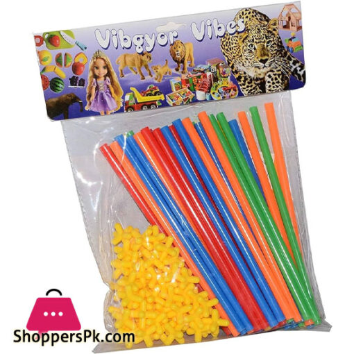 RAINBOW Building Straws and Connectors - STEM Blocks Construction Toys for Boys & Girls - 110 Pcs Straw Building Set - Engineering Connector Blocks for Kids