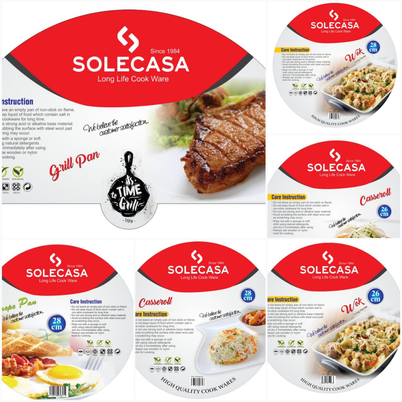 Solecasa Non-Stick Classic Casserole With Glass Lid 22Cm