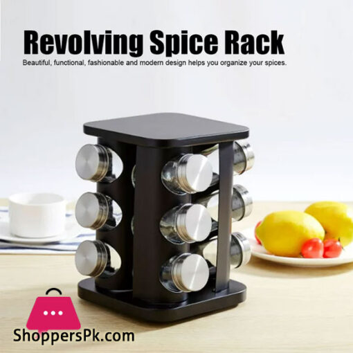 Spice Jar Storage Rack 12 Stainless Steel Spice Jars - Square