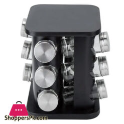 Spice Jar Storage Rack 12 Stainless Steel Spice Jars - Square