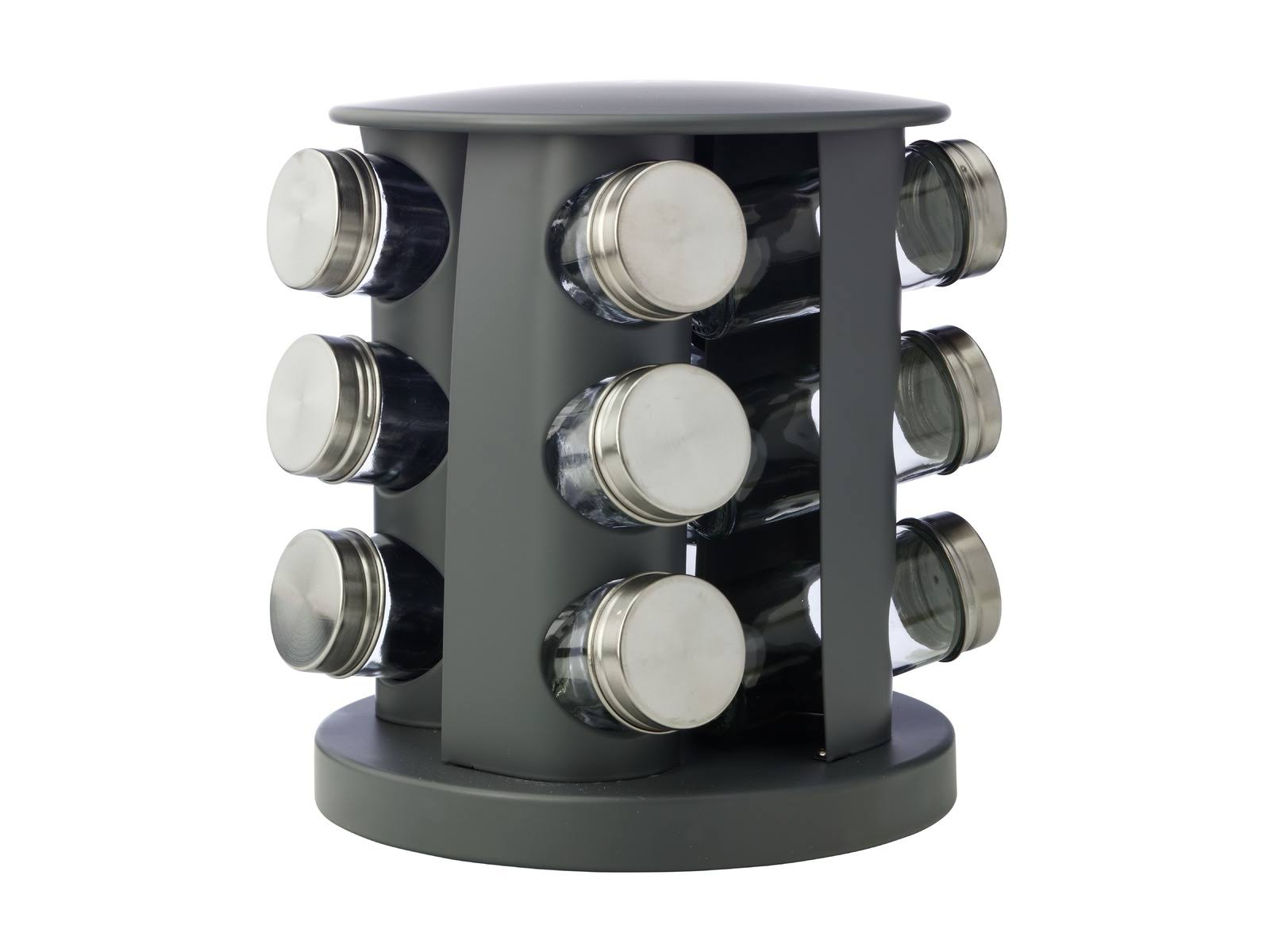 Spice Jar Storage Rack 12 Stainless Steel Spice Jars Round