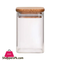 Square Wooden Lid Glass Storage Jar Candy Snacks Coffee Beans Sealed Storage Jar - 250ML