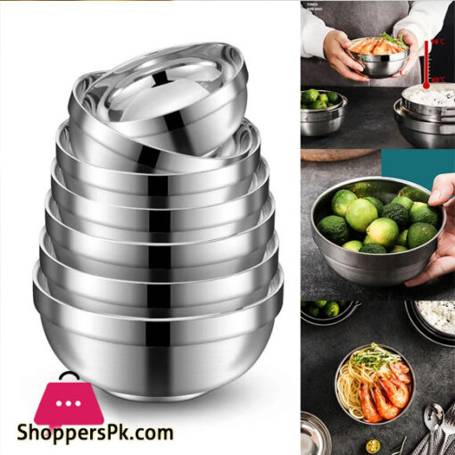 Stainless Steel Bowl Double Layer Thickening Bowl For Restaurants Family Kitchens Hotels Banquets 1pcs - 13CM