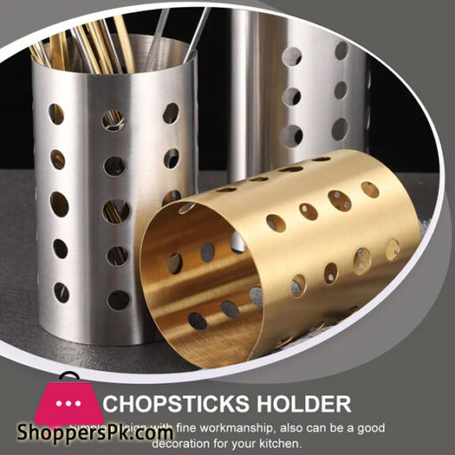 Stainless Steel Golden Chopsticks Cutlery Holder Kitchen Gadget Forks Organizer 10 x 15 CM