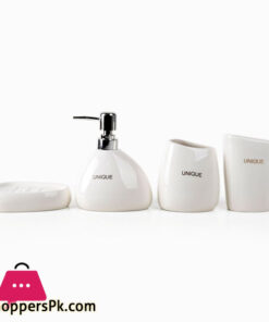 White Ceramic Bathroom Accessory Set, Bathroom Vanity Countertop Set - Image 2