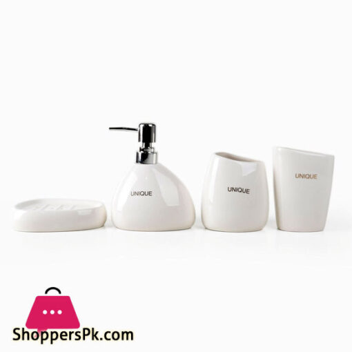 White Ceramic Bathroom Accessory Set, Bathroom Vanity Countertop Set