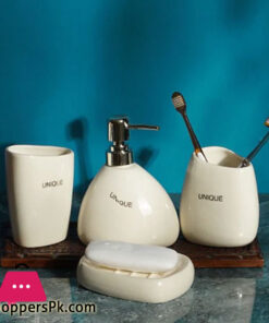 White Ceramic Bathroom Accessory Set, Bathroom Vanity Countertop Set