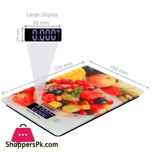 Zilant Digital Kitchen Scale Multifunction Food Scale and LED Screen Display Glass Platform Capacity Range from 0.1oz 1g to 11lbs 5kg