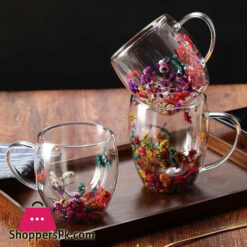 1 Piece Creative Double Wall Glass Mug Cup With Dry Flower Fillings For Coffee Juice Milk Cup 250Ml
