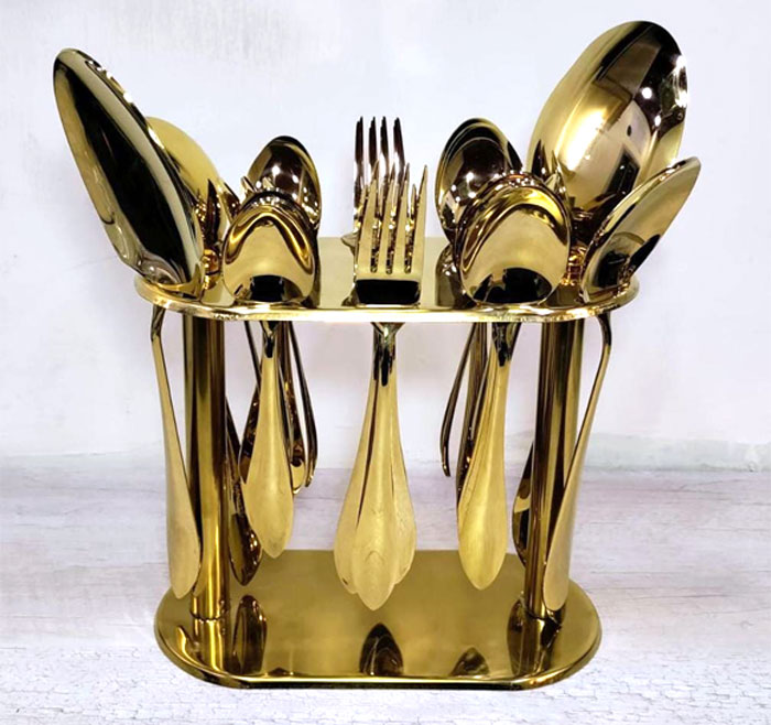 29 Pcs Golden Stainless Steel Spoon Cutlery Set – Heavy Weight