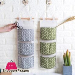 3 Pockets Cotton Hanging Storage Bag Waterproof Underwear Socks Organizer Save Space Cosmetic Makeup Storage Shelf Sundries Bags