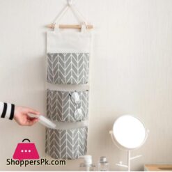 3 Pockets Cotton Hanging Storage Bag Waterproof Underwear Socks Organizer Save Space Cosmetic Makeup Storage Shelf Sundries Bags