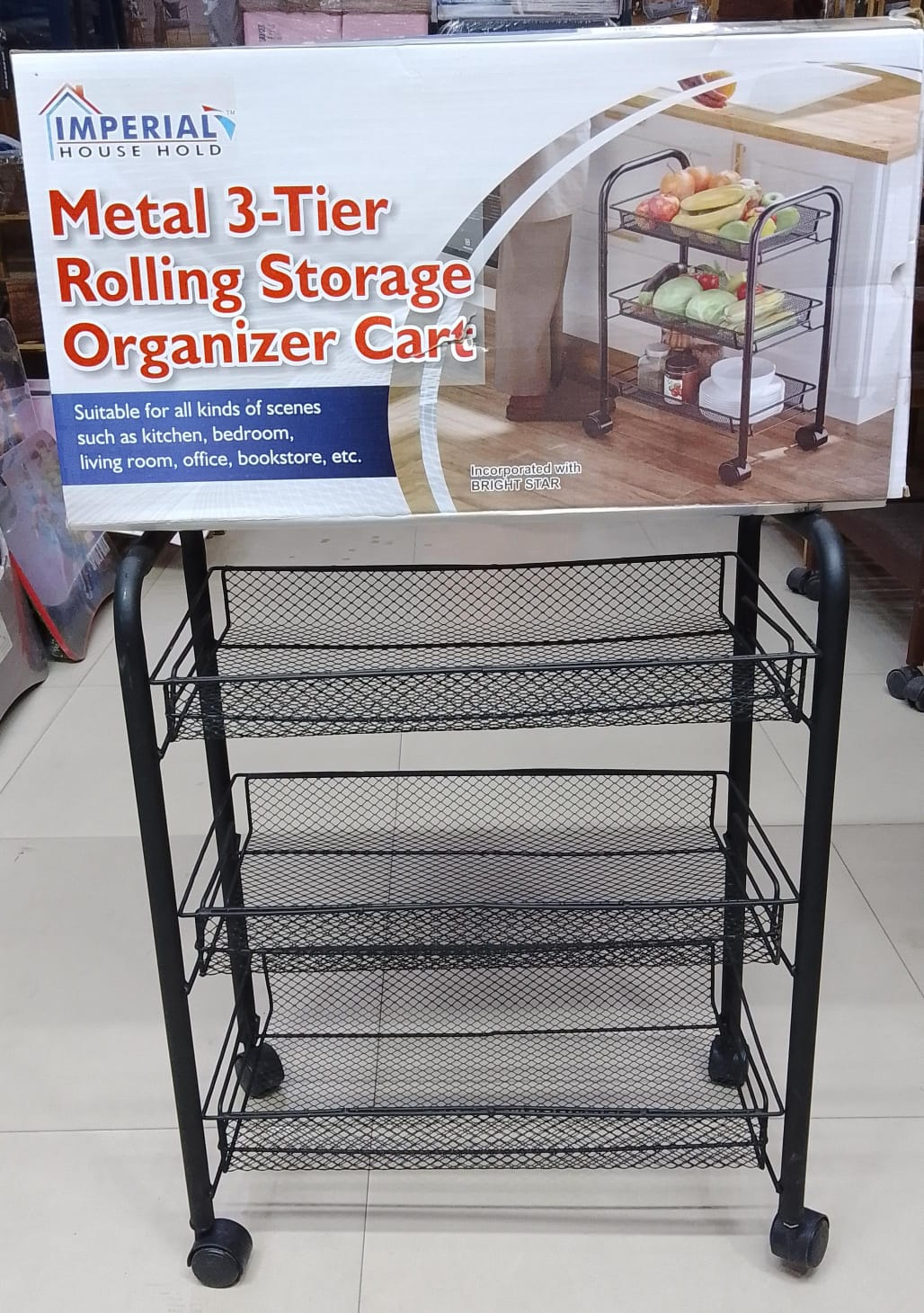 3 Tier Metal Rolling Storage Organizer Cart