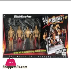 4 WWE Fighters Action Figure ComboRockBatistaRey Mysterio and Brock Lesnar with States and Chairs