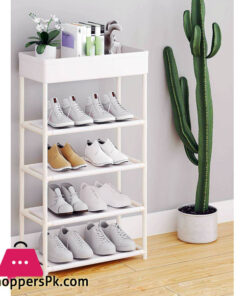 5 Tiers Simple Shoe Rack Floor Standing Storage Shelf For Multiple Shoes Pairs