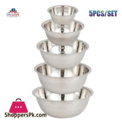 5Pcs Large Stainless Steel Bowl Mixing Bowl Basin With Scale Kitchen Camping Bbq Whisking Salad Cooking Baking Bowls Set