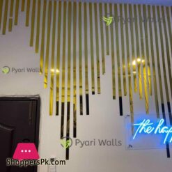 Acrylic Mirror Strips Wall Decoration Items Wall Design 12 Pcs Strips Length 15 Inches Golden