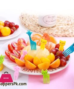 10pcs Animal Fruit Fork Mini Cartoon Children Snack Cake Dessert Food Fruit Pick Toothpick Lunches Decor Random Color