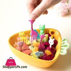 10Pcs Animal Fruit Fork Mini Cartoon Children Snack Cake Dessert Food Fruit Pick Toothpick Lunches Decor Random Color