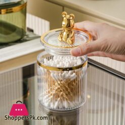 Cute Bear Cotton Pad Holder Cotton Swab Rod Storage Box Cosmetics Jewelry Bathroom Makeup Container Lipstick Organizer Box Conbo