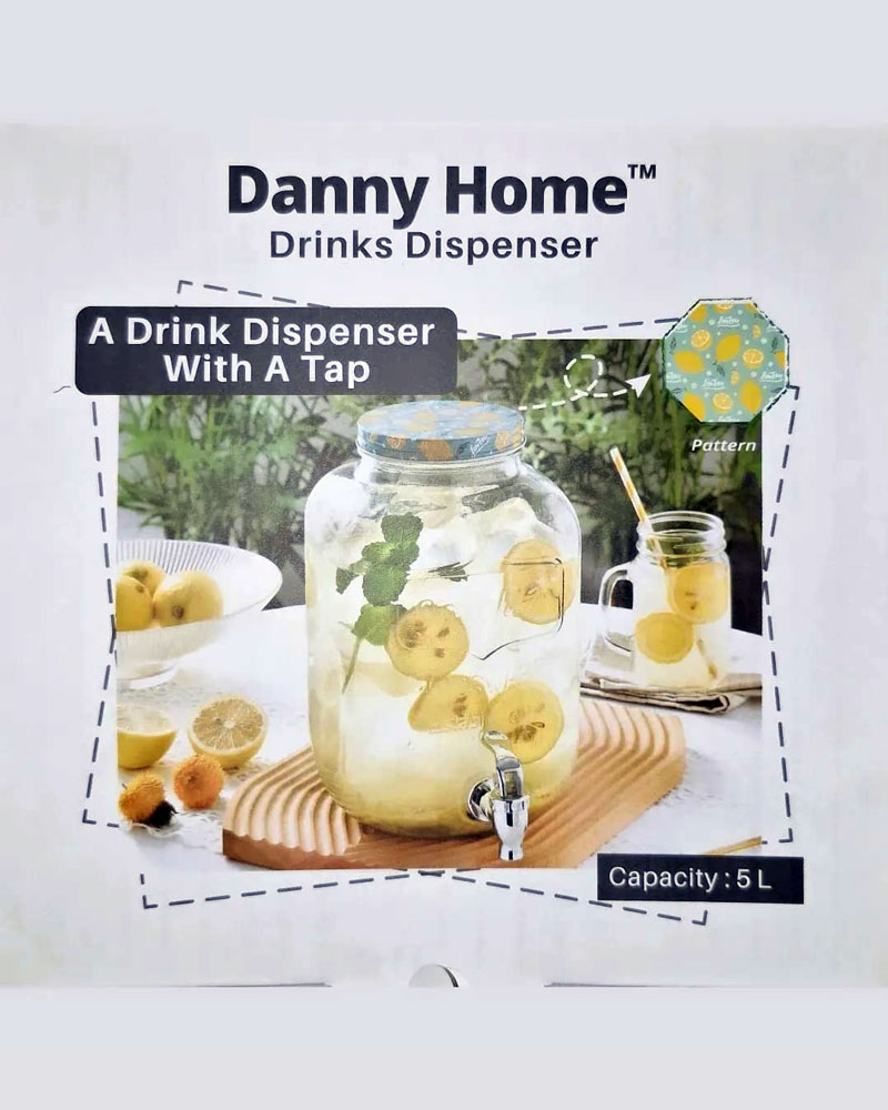 Danny Home Glass Drink Dispenser 5 Liter - Wtj03