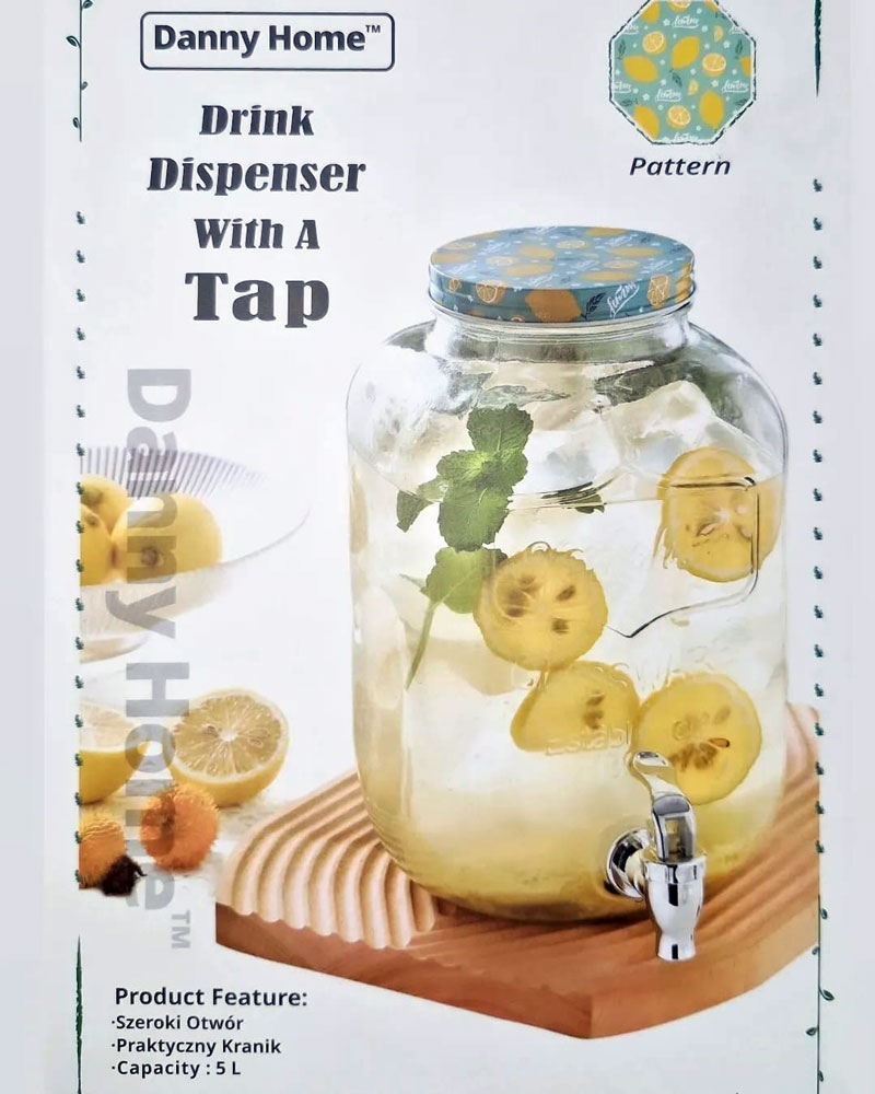 Danny Home Glass Drink Dispenser 5 Liter - Wtj03