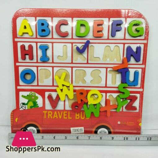 Digital Wooden Alphabet bus Toy car Alphabet sorting Alphabet Puzzle Intelligence Box Alphabet Car