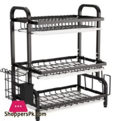 Drainer Rack Dish Storage Bowl Shelf Iron Multi functional Plate Racks Simple Draining Kitchen