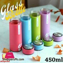 Glass Water Bottle Tumber 450ml Portable Outdoor Traveling Drinking Bottle Creative Student Double Wall Cup Custom Straight Insulated Glass Bottle Multicoloured 1 Piece