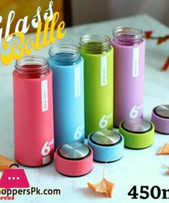 Glass Water Bottle Tumber 450ml Portable Outdoor Traveling Drinking Bottle Creative Student Double Wall Cup Custom Straight Insulated Glass Bottle Multicoloured 1 Piece