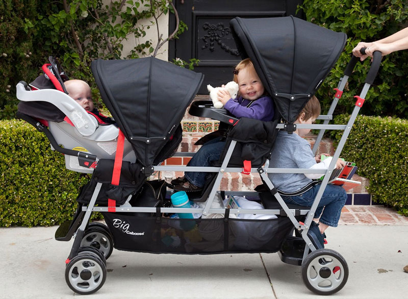 Joovy Big Caboose Stand-On Tandem Triple Stroller Black