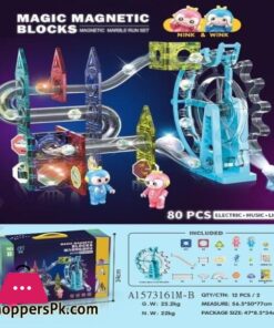 Light Music Electric Magnetic Tiles Building Blocks for Kids 80 Pieces Light Musical