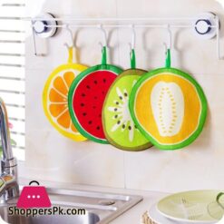 Lovely Fruit Print Hanging Kitchen Towel Microfiber Quick Dry Cleaning Rag Dish Cloth Wiping Napkin Absorbing Cloth