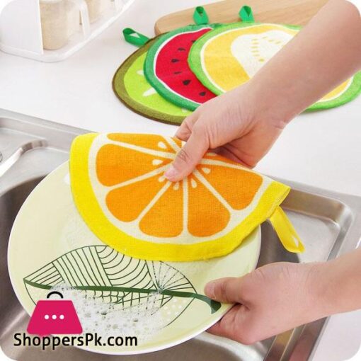 Lovely Fruit Print Hanging Kitchen Towel Microfiber Quick Dry Cleaning Rag Dish Cloth Wiping Napkin Absorbing Cloth